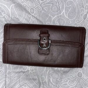 Coach Dark Brown Leather Clutch/Wallet with Buckle